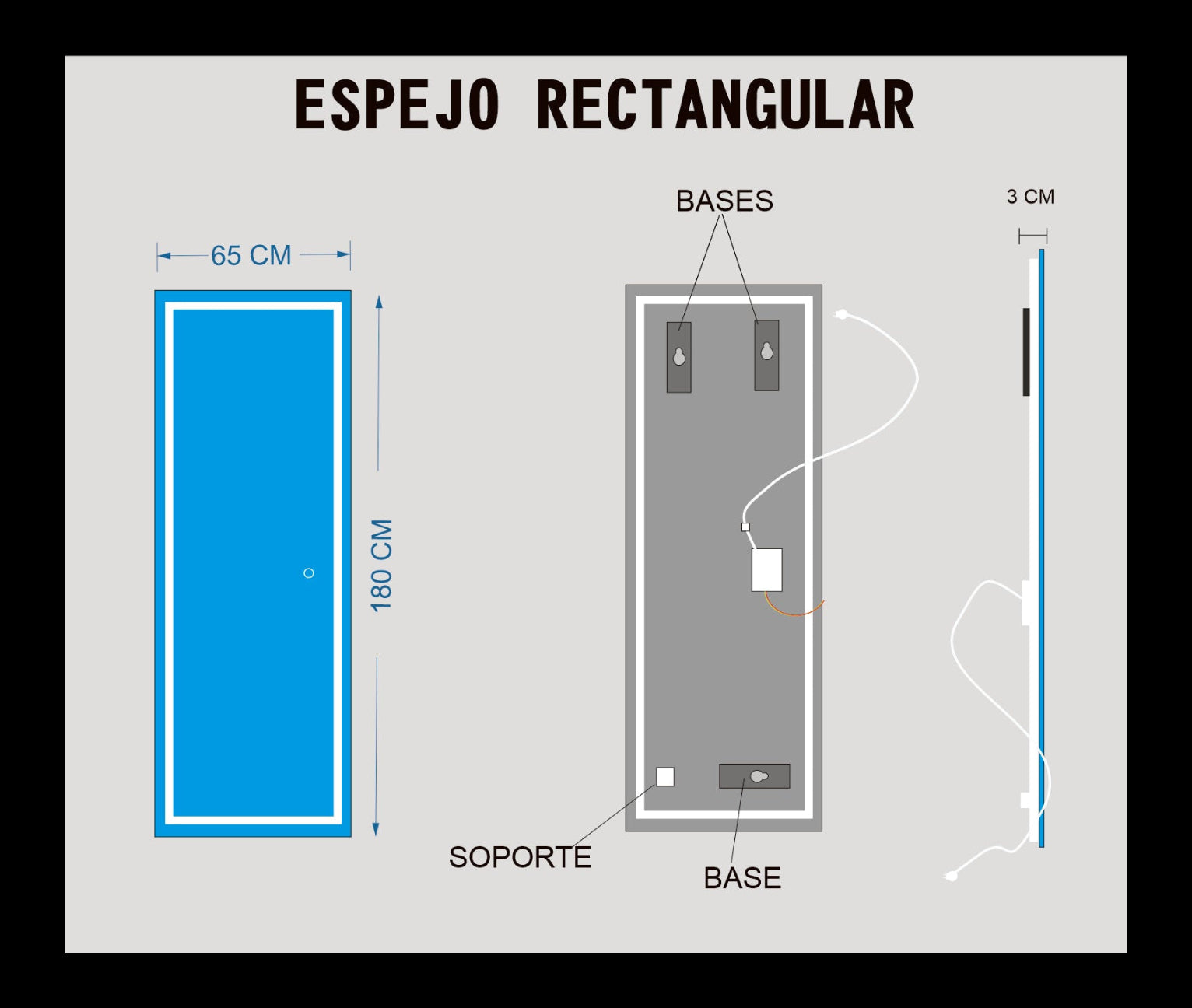 65x180 CM FULL  RECTANGULAR BILED