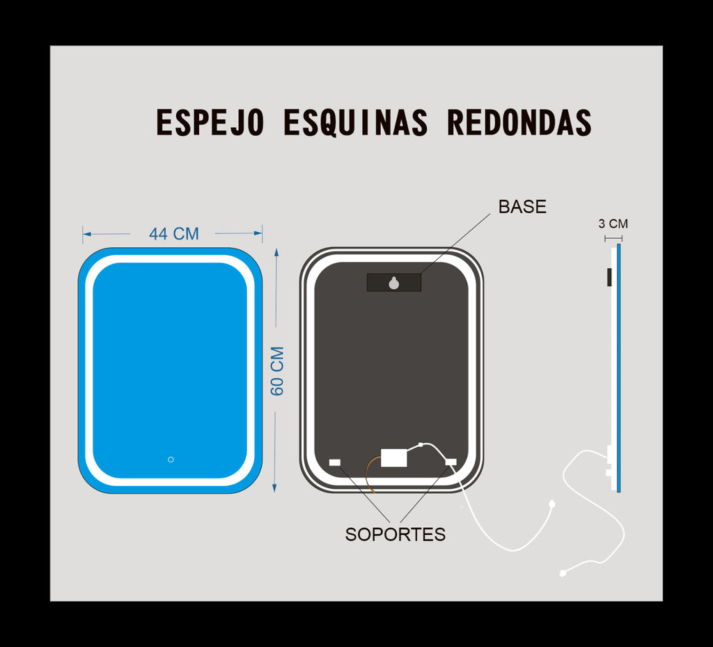 44x60 BILED ESQUINAS REDONDAS MARCO ESMERIL