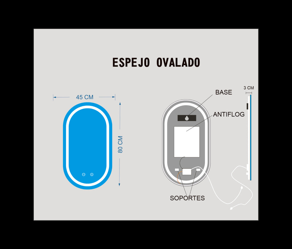 45x80 CM OVALADO ANTIFLOG