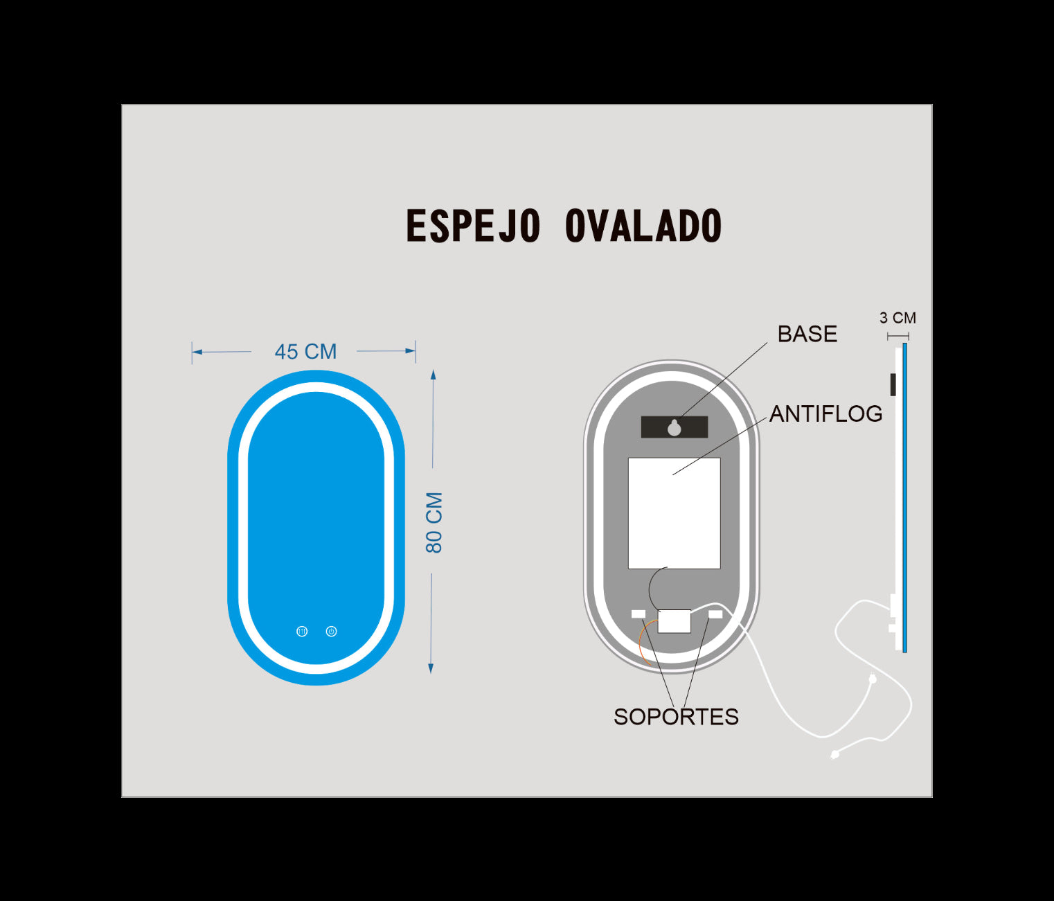 45x80 CM OVALADO ANTIFLOG