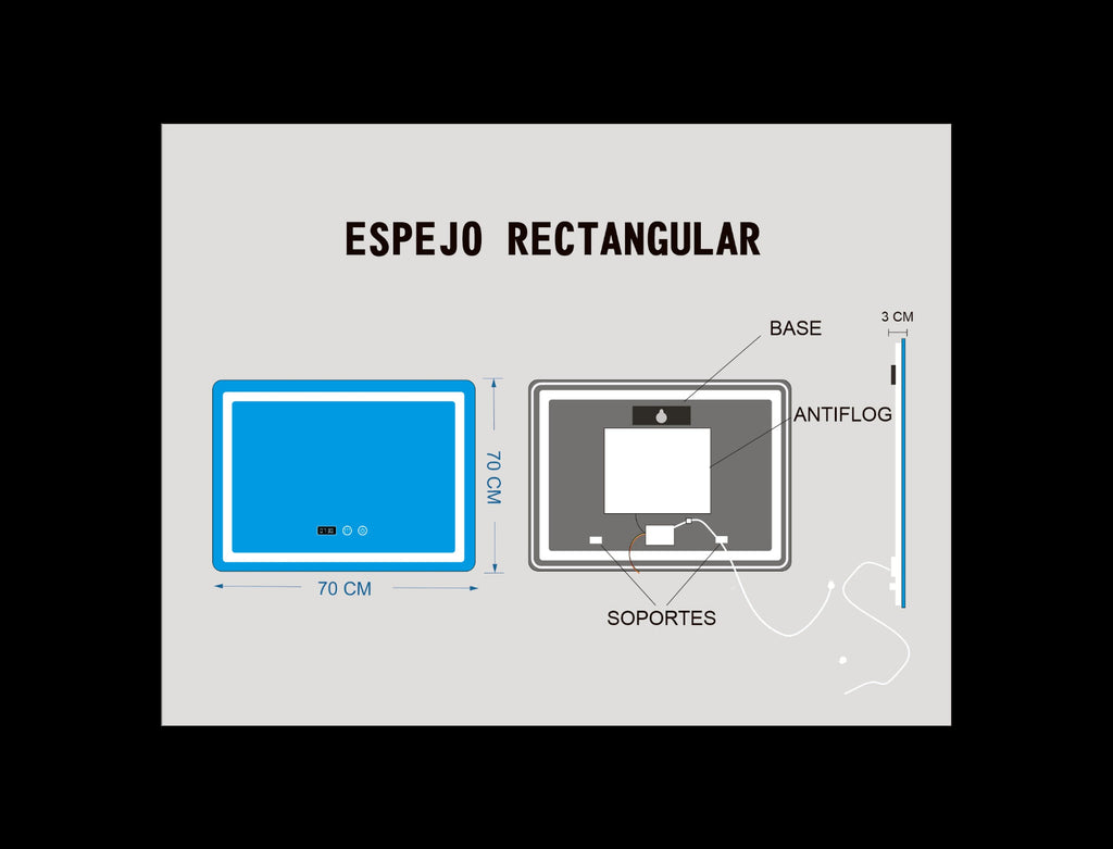 50x70 CM RECTANGULAR RELOJ HORIZONTAL