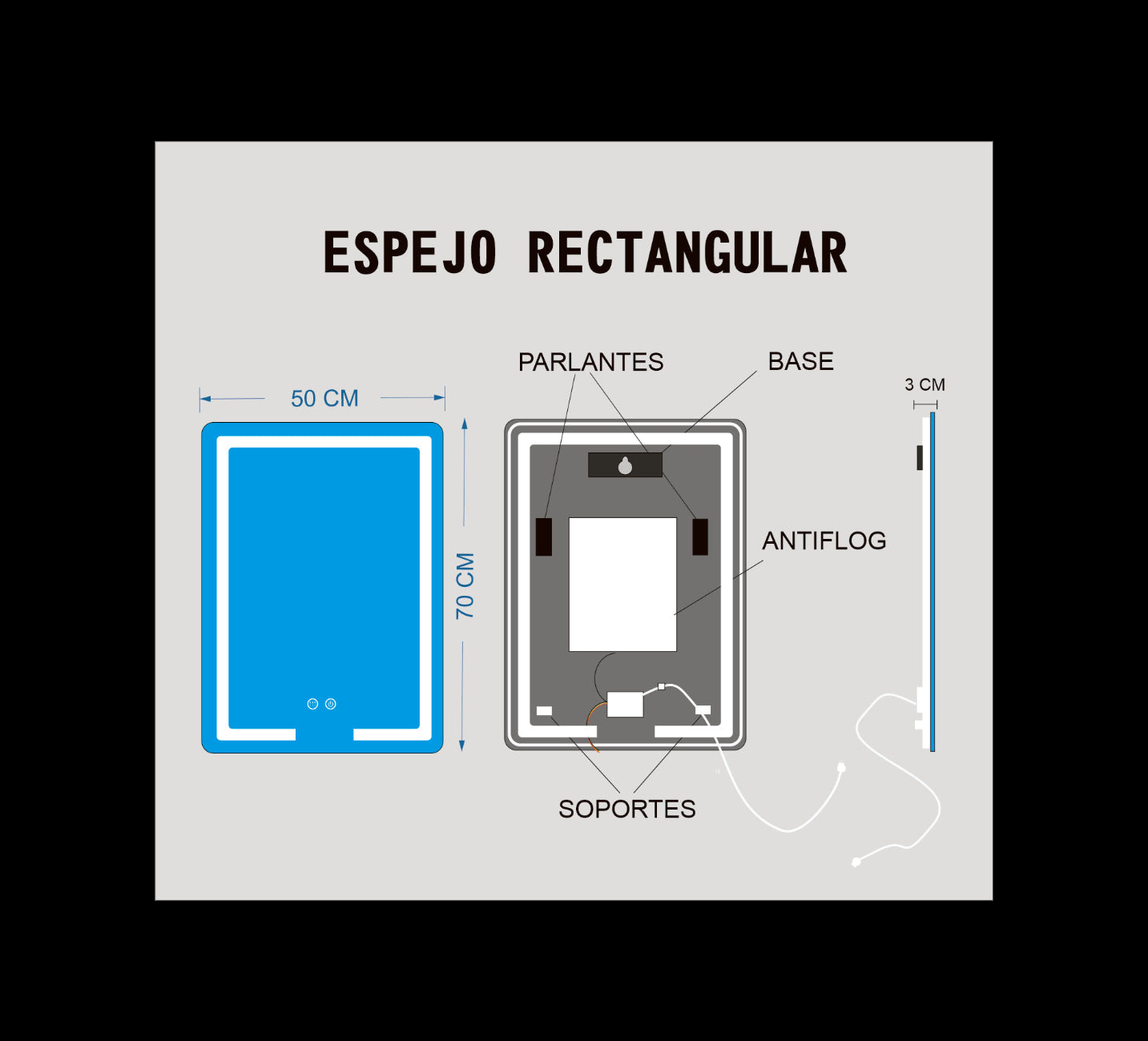 5070 CM RECTANGULAR BLUETOOTH VERTICAL