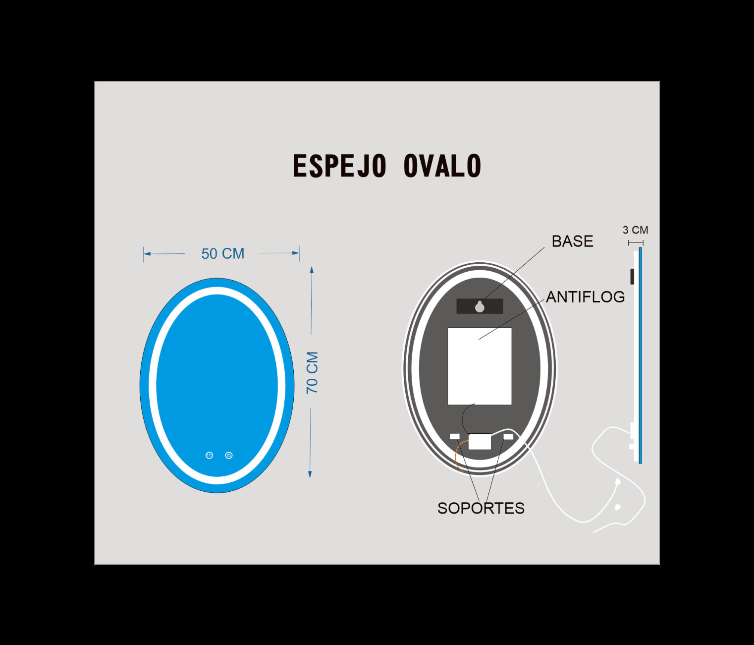 50X70 CM OVALO RAYADO ANTIFLOG