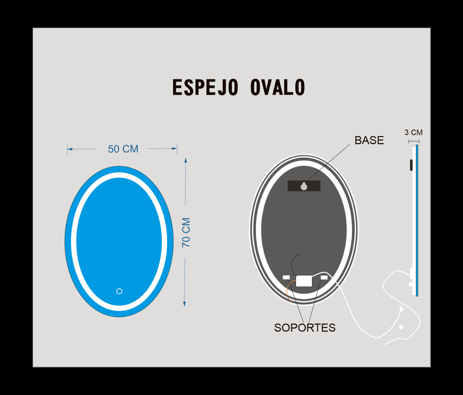 50x70 CM OVALO BILED MARCO ESMERIL