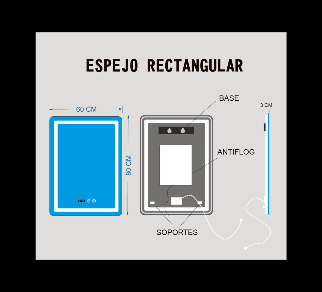 60X80 CM RECTANGULAR RELOJ VERTICAL