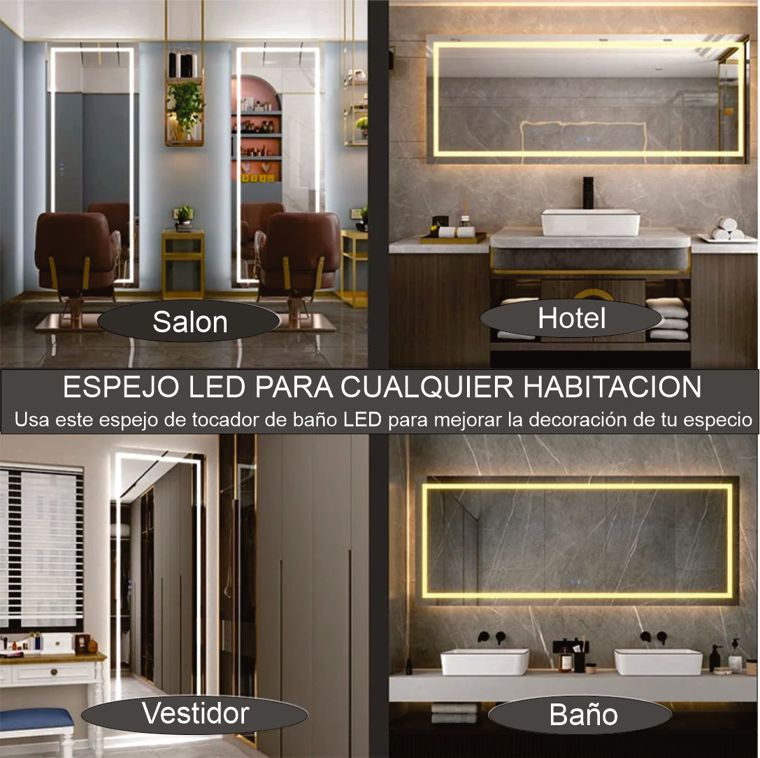 ESPEJO FULL 110X40 CM RECTANGULAR 3 LUCES